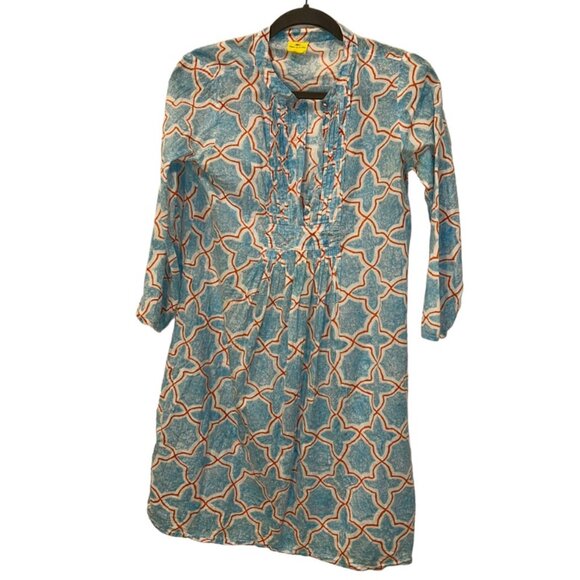 Roberta Roller Rabbit turquoise red Moroccan Tile Print cotton tunic dre… - Picture 1 of 6